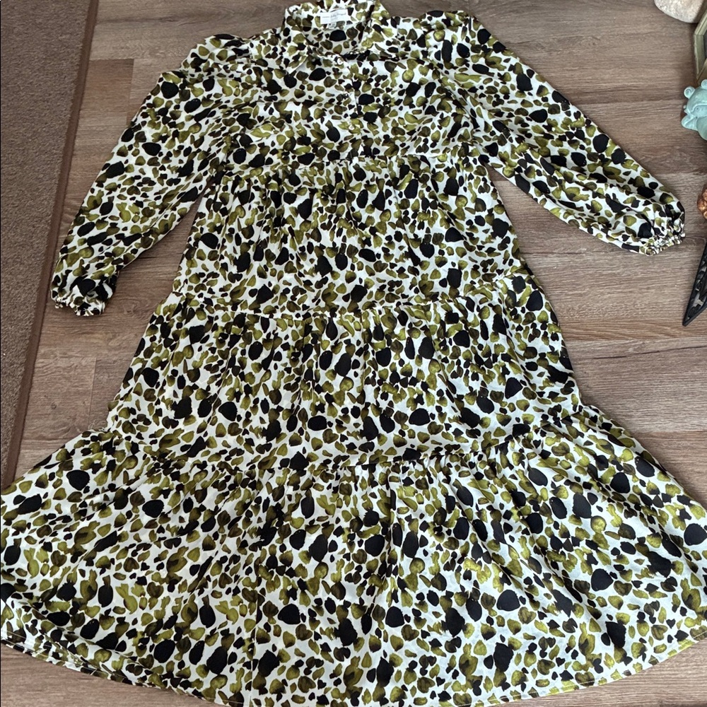 Never Fully Dressed Olive and Black Patterned Dress